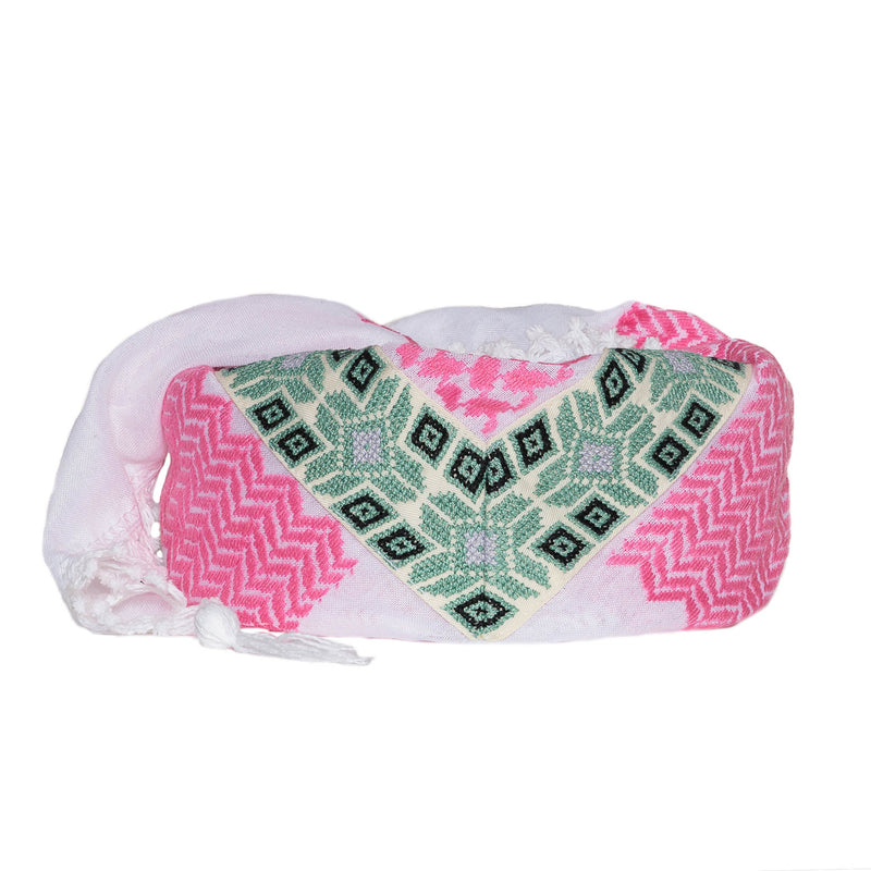LINDA PINK & WHITE CROSS KEFFIYEH