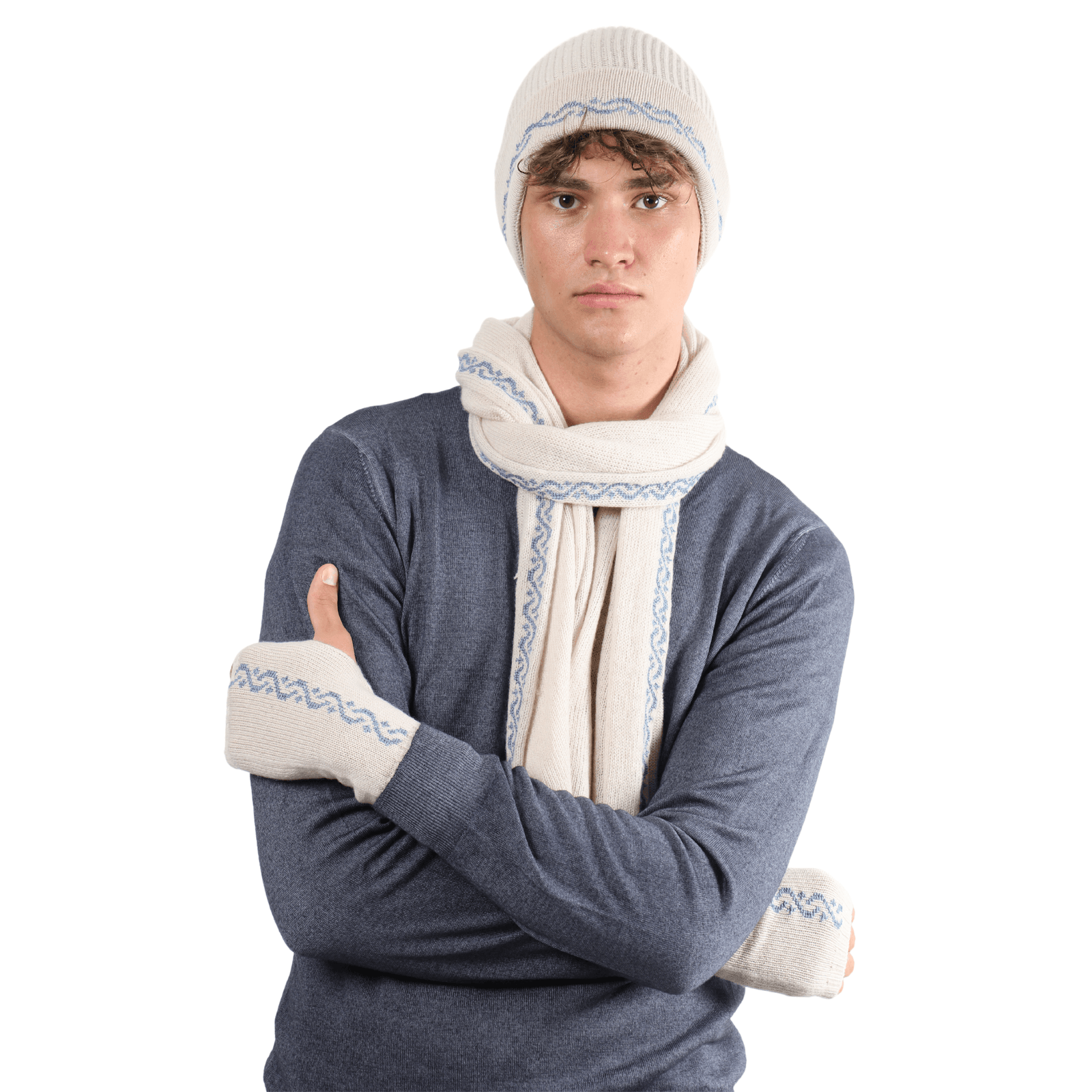 CREAM BEIGE CASHMERE BEANIE | WAVES