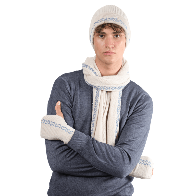 CREAM BEIGE CASHMERE BEANIE | WAVES