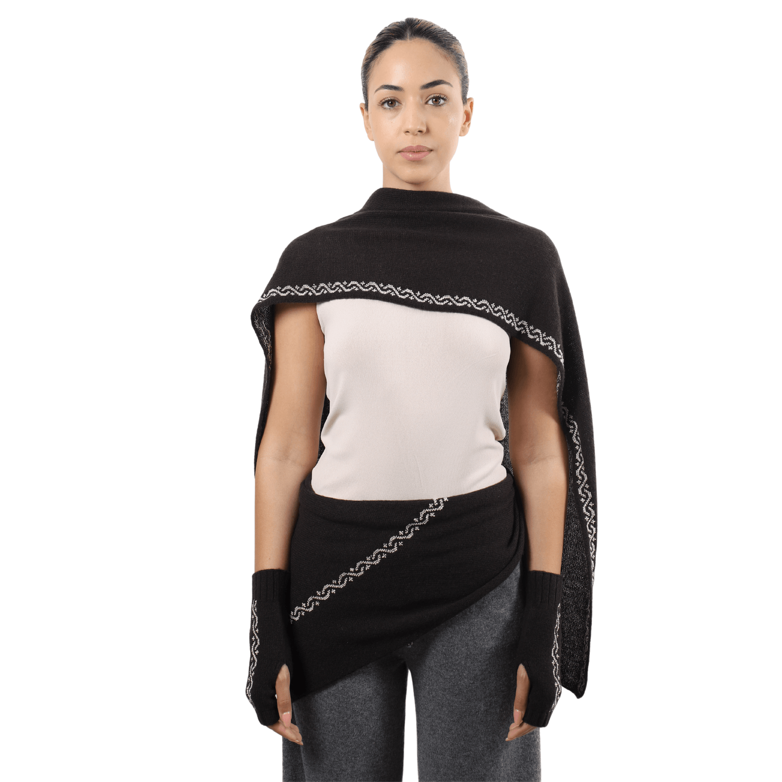 BROWN CASHMERE SCARF | WAVES