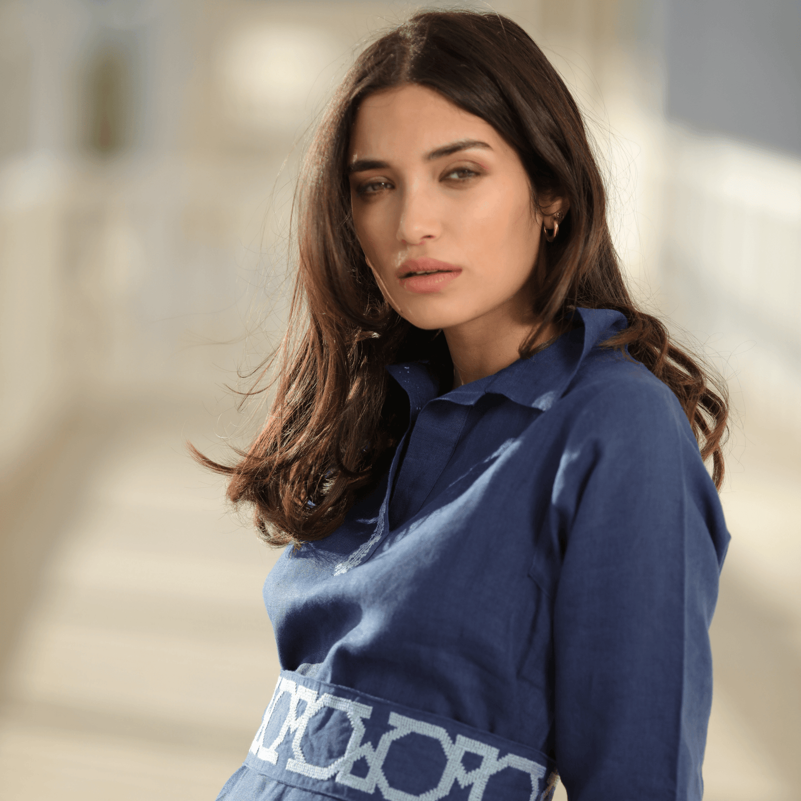 INDIGO BLUE LINEN OBI BELT