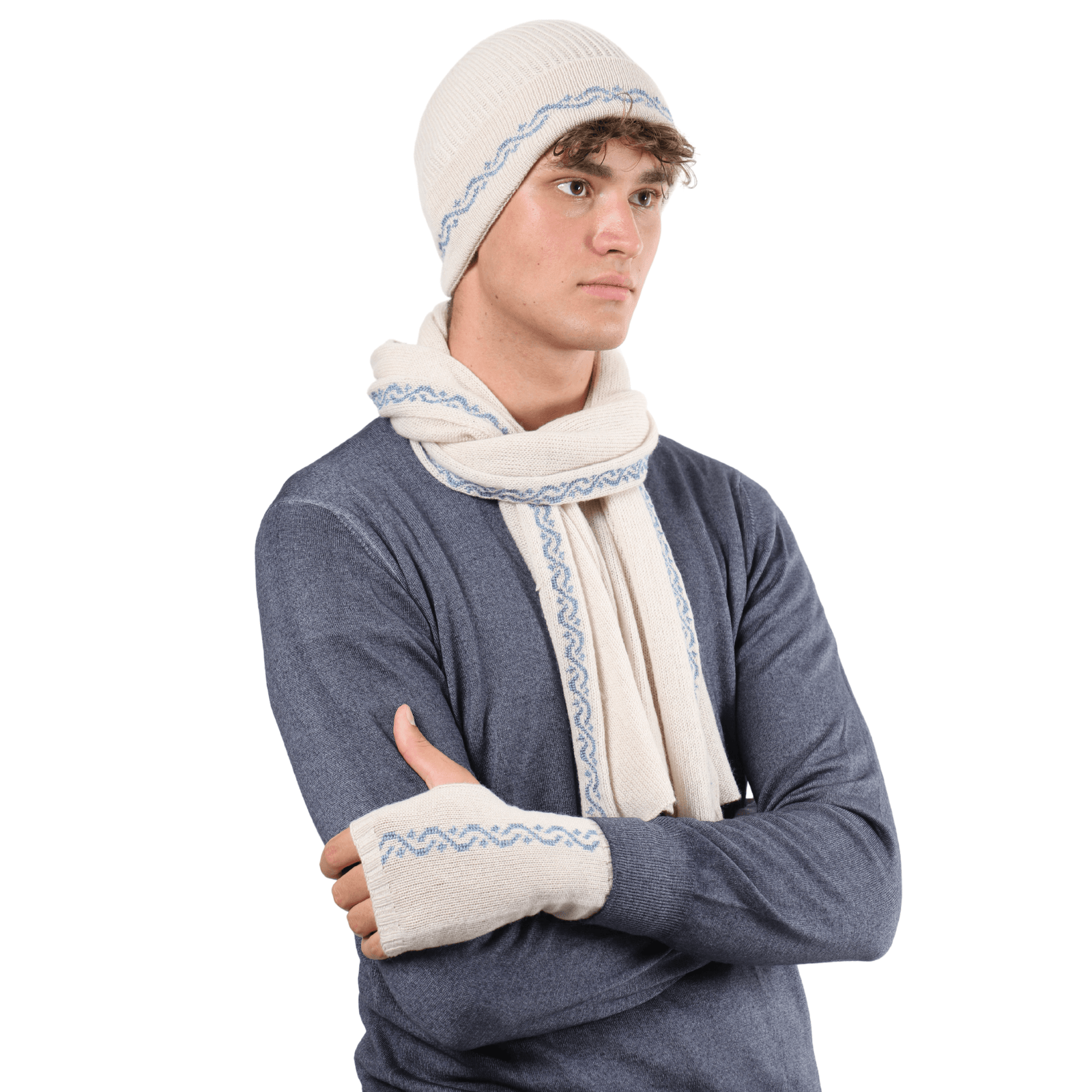 CREAM BEIGE CASHMERE BEANIE | WAVES