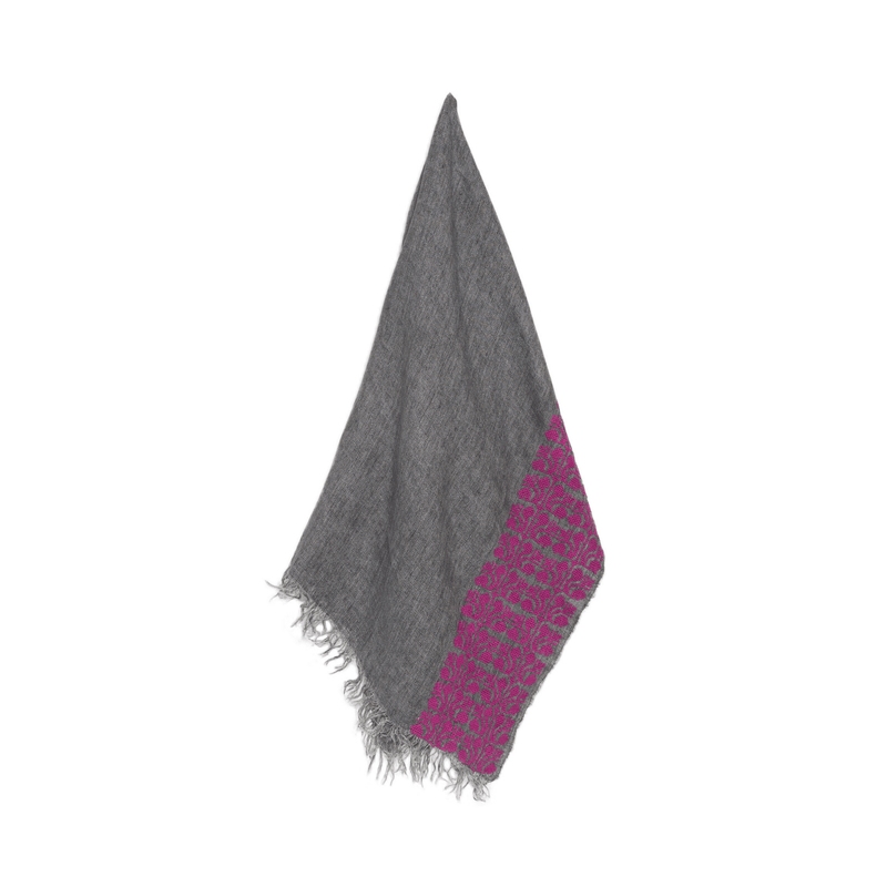 GRAY LINEN SHAWL FUCSIA SINEAD