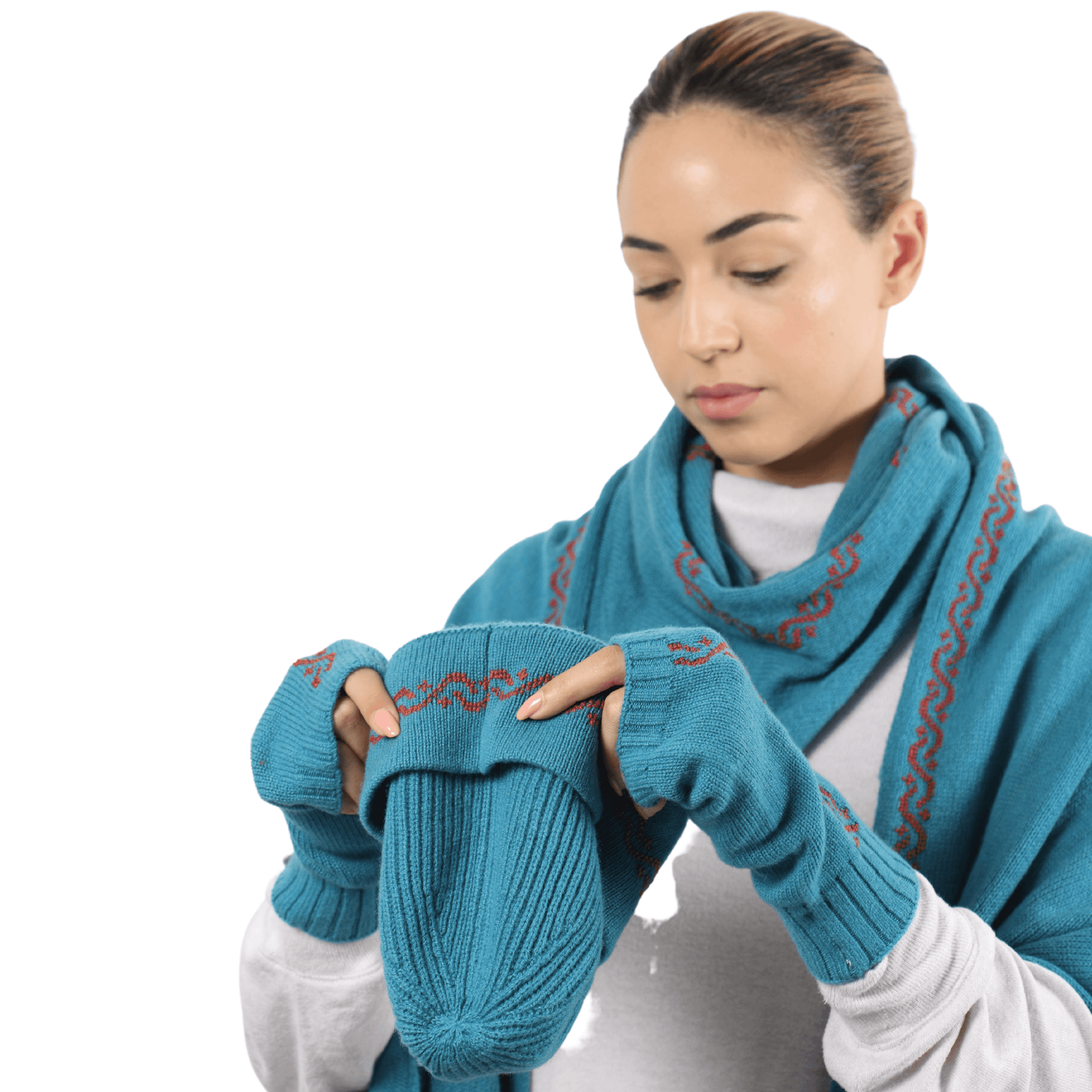 TEAL CASHMERE BEANIE | WAVES