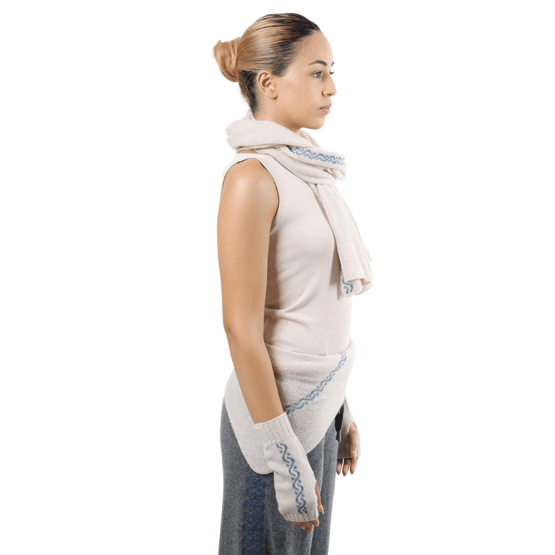 CREAM BEIGE CASHMERE MITTENS | WAVES