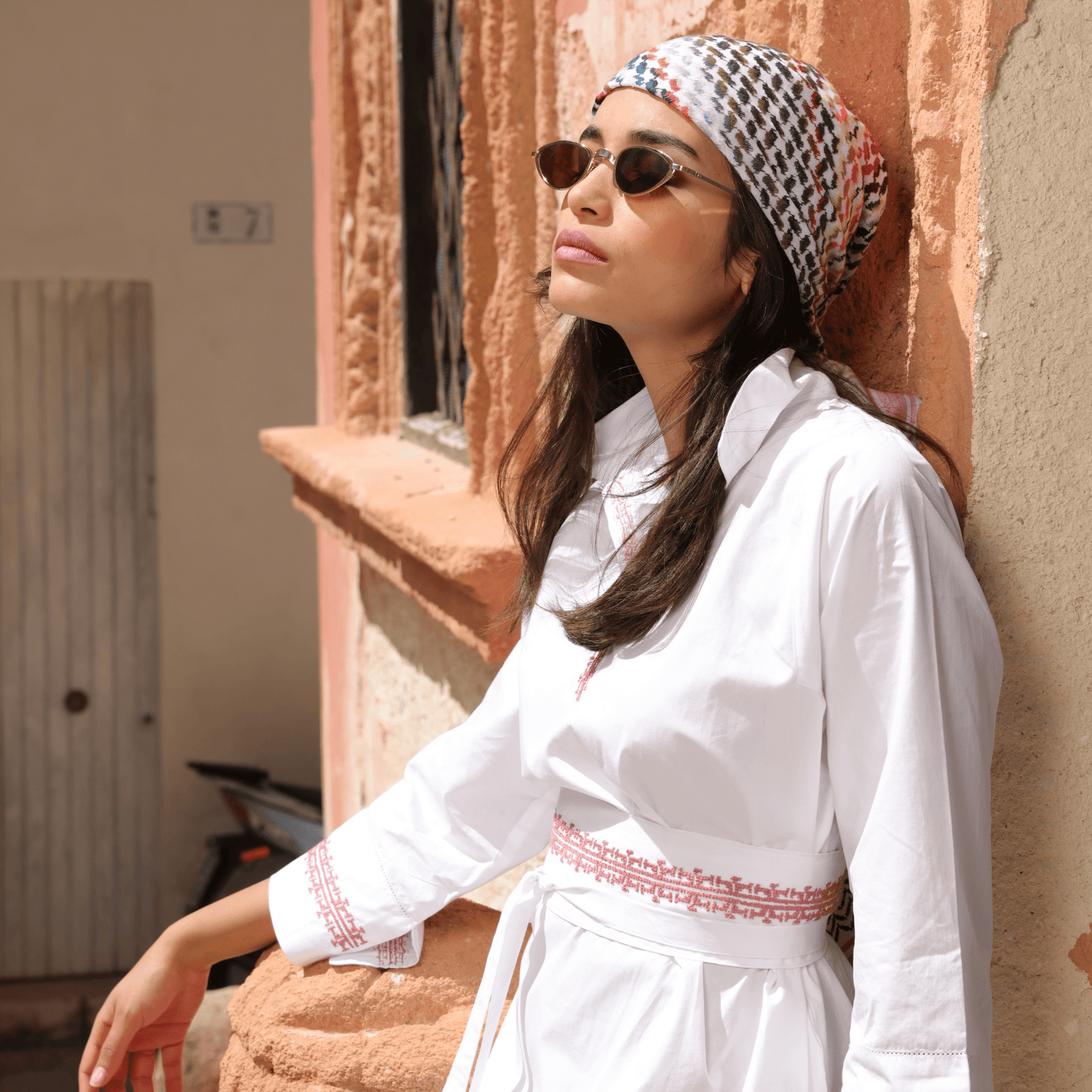 WHITE COTTON OBI BELT