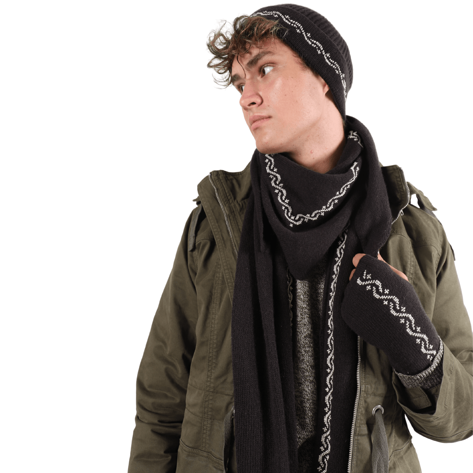 BROWN  CASHMERE TRIANGLE SCARF | WAVES