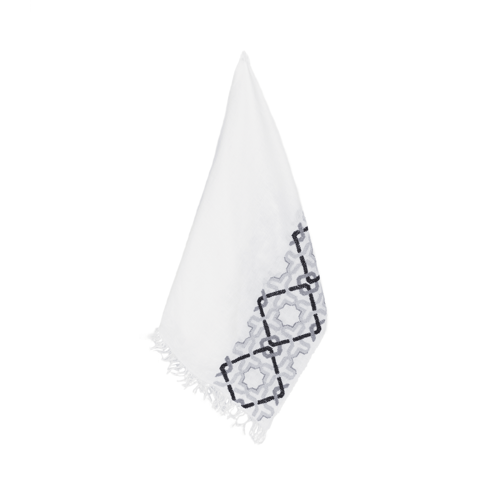 WHITE LINEN SHAWL STORM GRAY ALHAMBRA