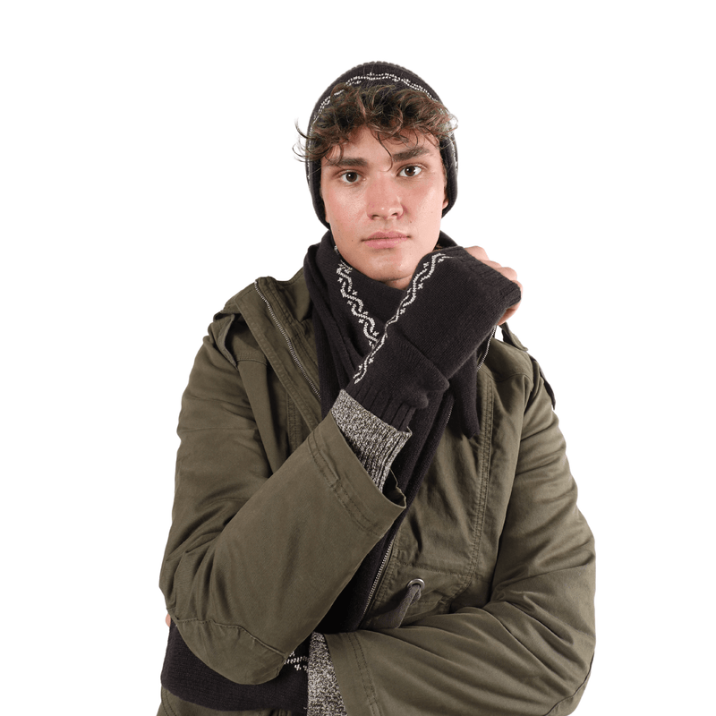 BROWN  CASHMERE TRIANGLE SCARF | WAVES