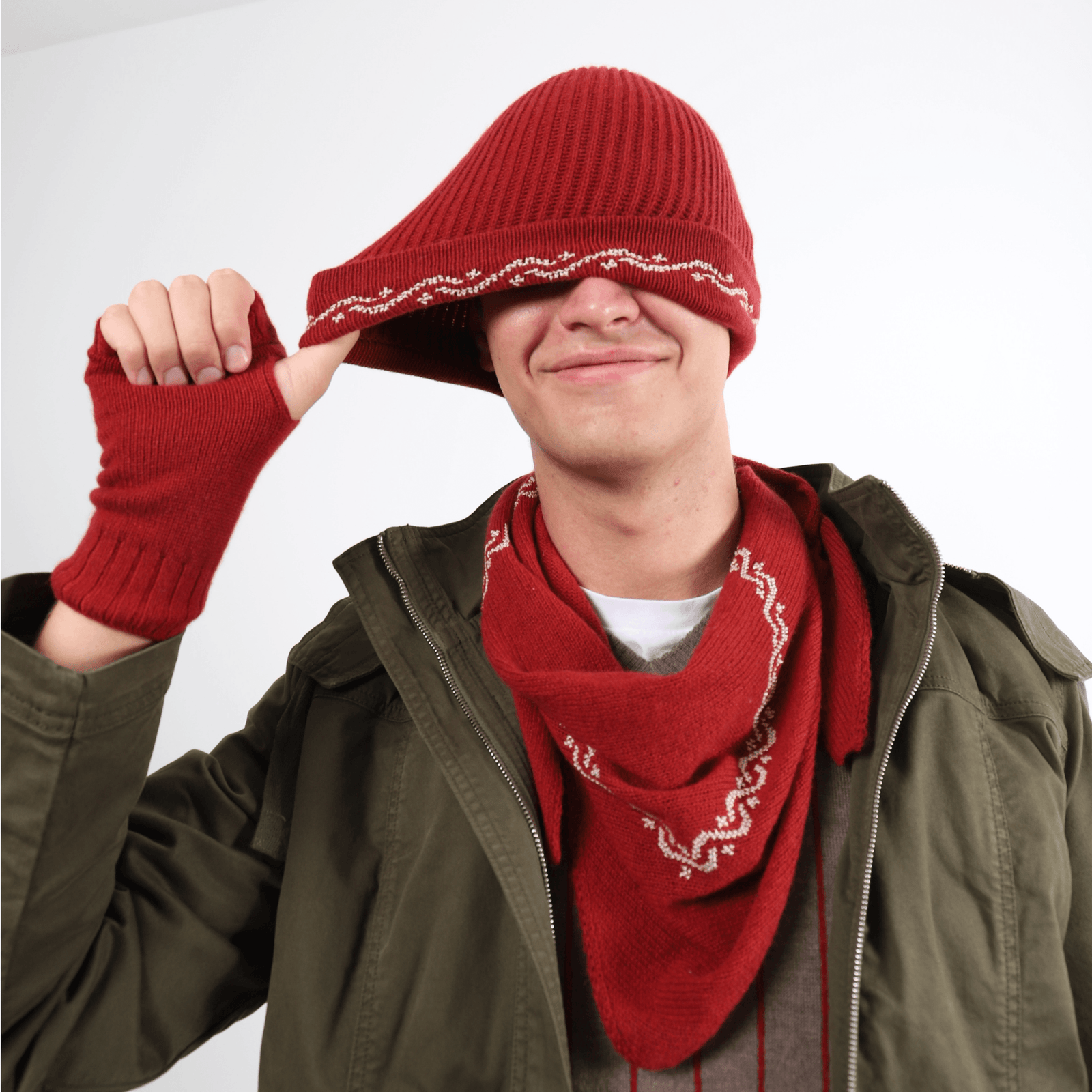 RUBY CASHMERE TRIANGLE SCARF | WAVES