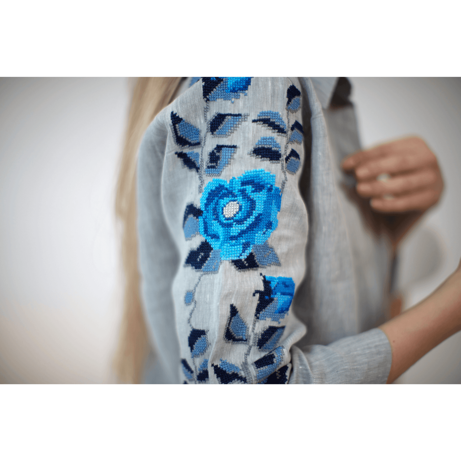 GRAY LINEN SHIRT DRESS SEA BLUE HANA ROSE