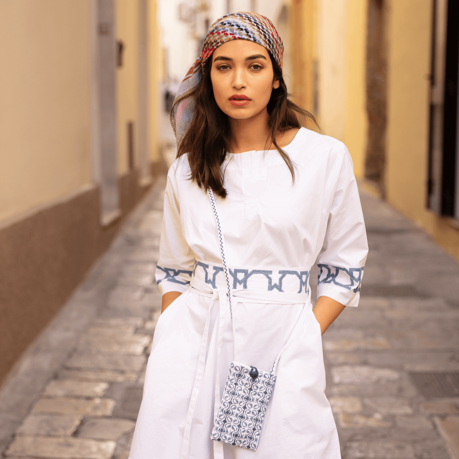WHITE COTTON OBI BELT