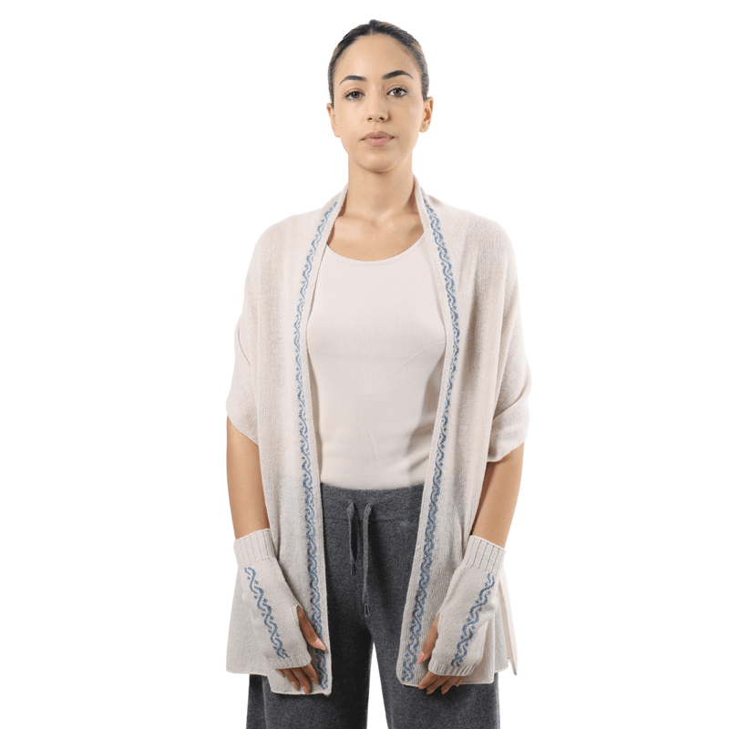 CREAM BEIGE CASHMERE SCARF | WAVES