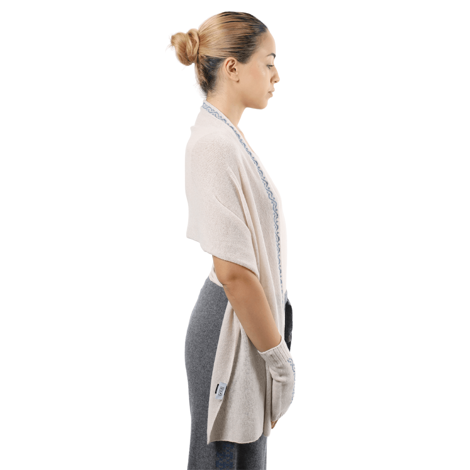 CREAM BEIGE CASHMERE MITTENS | WAVES