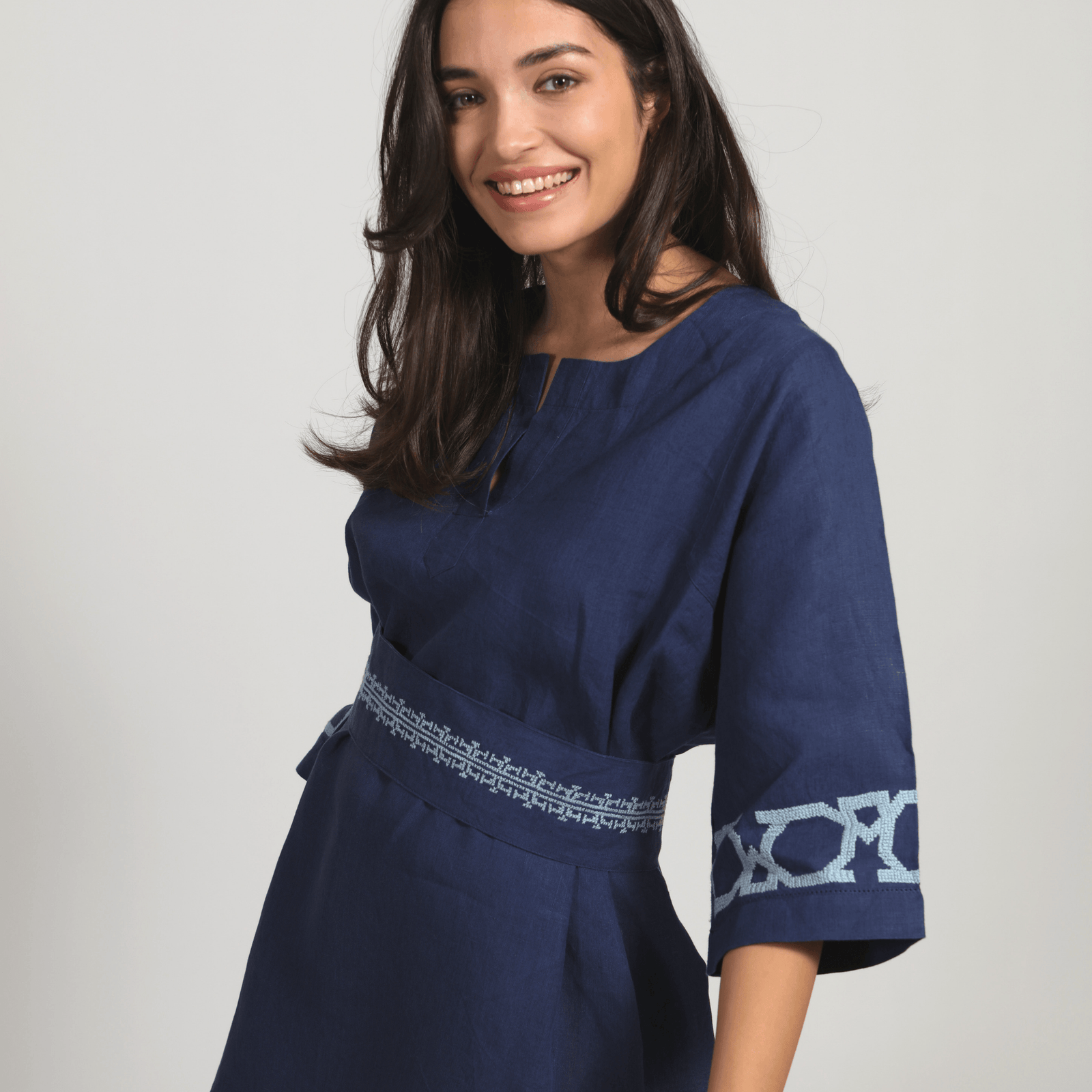 INDIGO BLUE LINEN OBI BELT