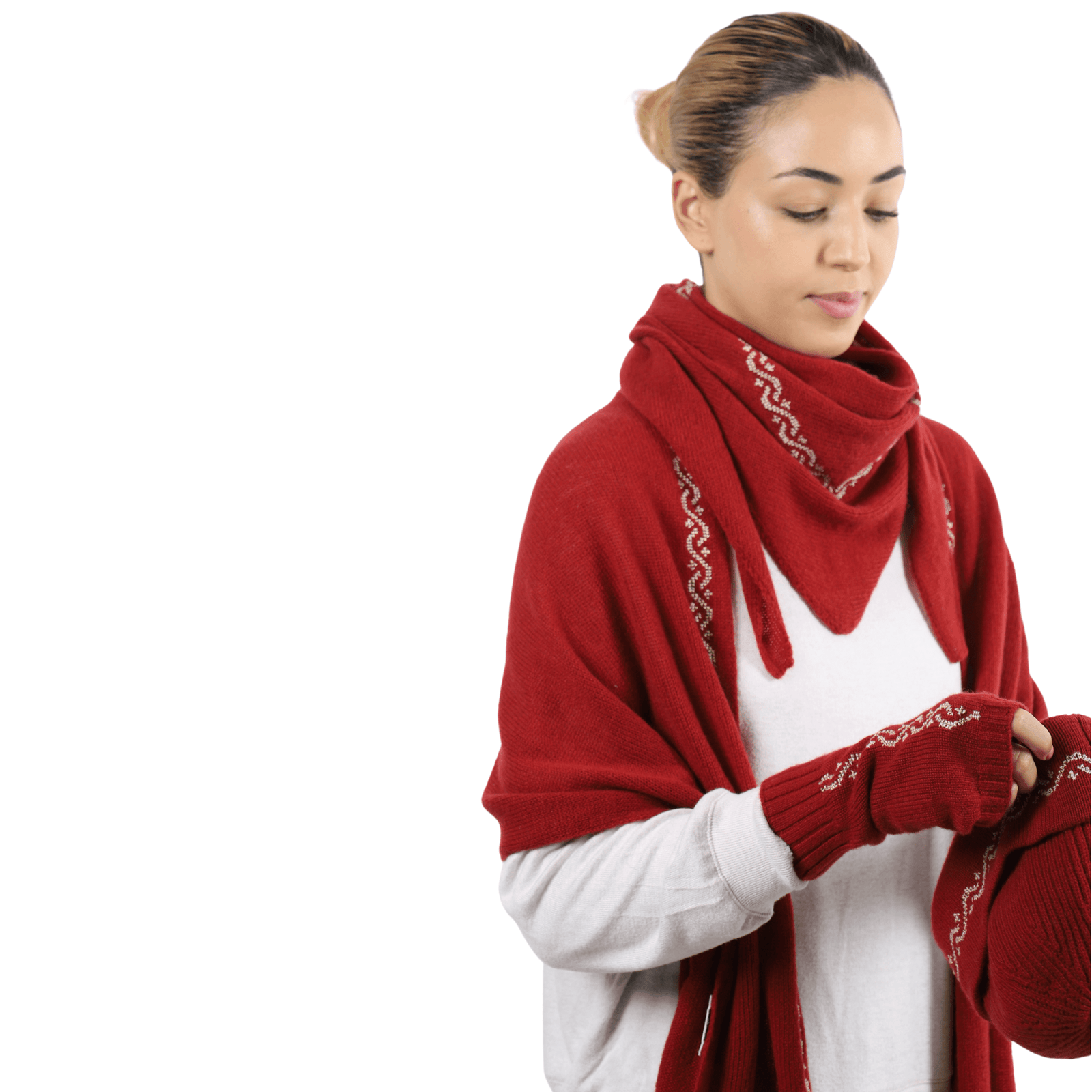 RUBY CASHMERE TRIANGLE SCARF | WAVES