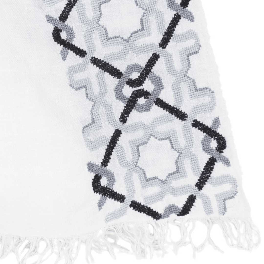 WHITE LINEN SHAWL STORM GRAY ALHAMBRA
