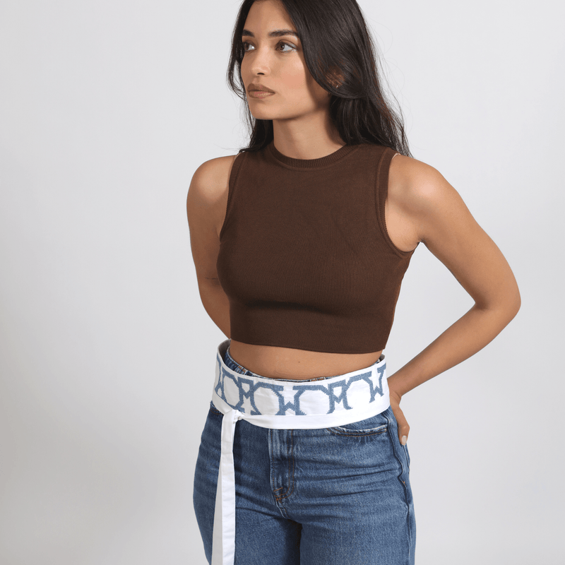 WHITE COTTON OBI BELT