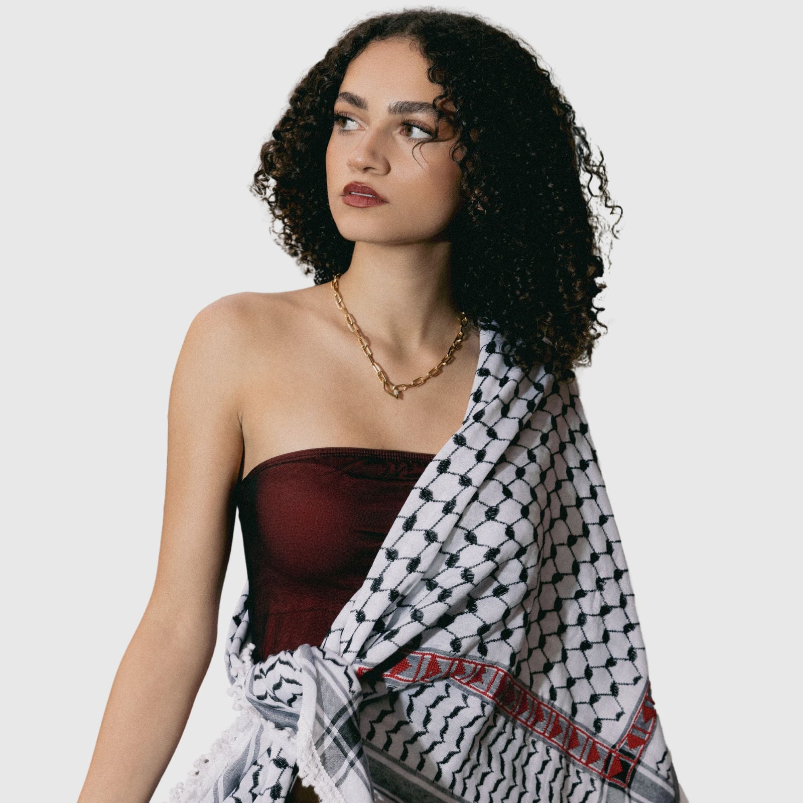 BLACK & WHITE MAKATEEB (MESSAGES) KEFFIYEH
