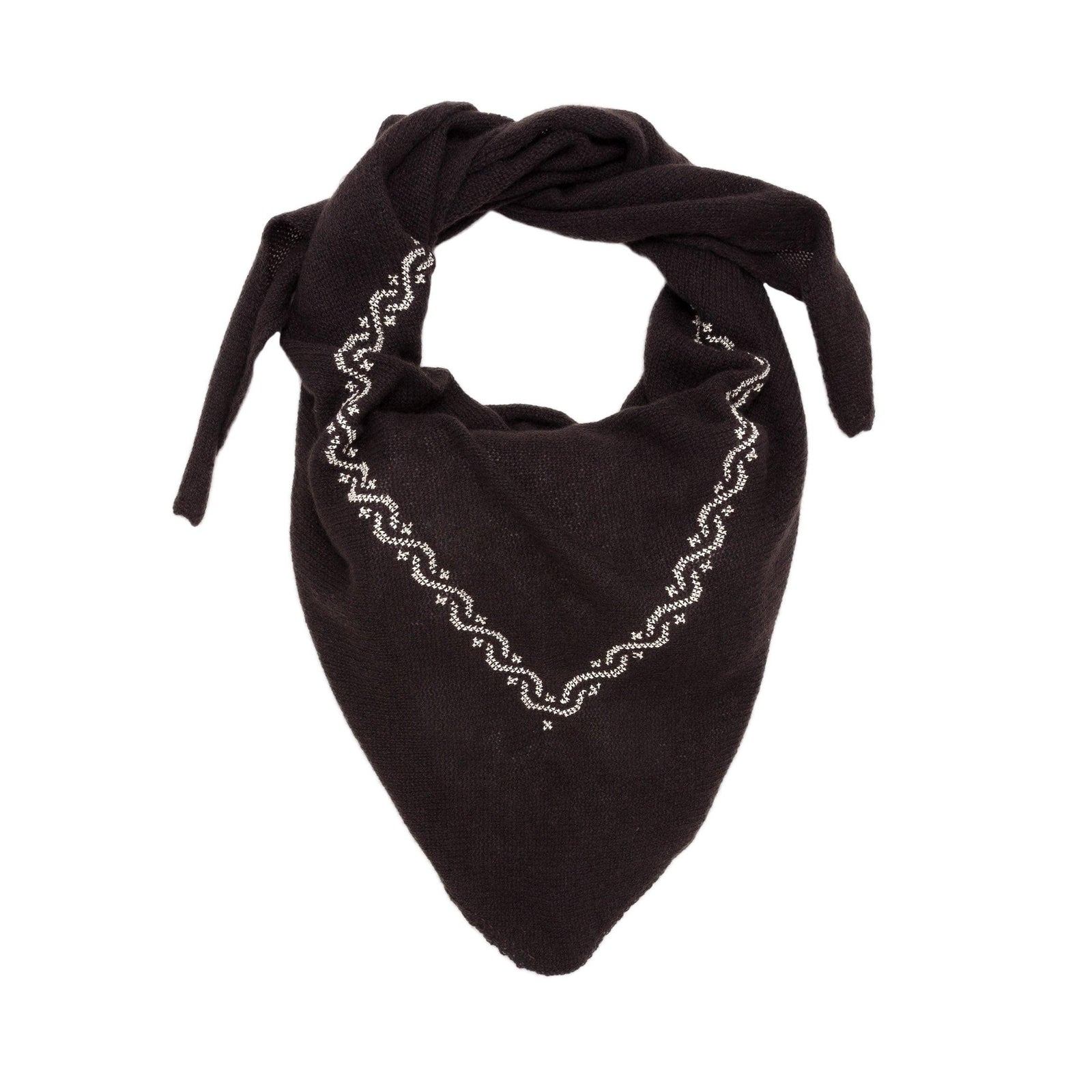 BROWN  CASHMERE TRIANGLE SCARF | WAVES