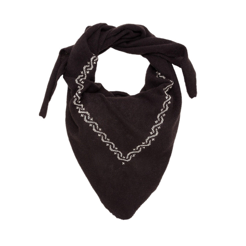 BROWN  CASHMERE TRIANGLE SCARF | WAVES