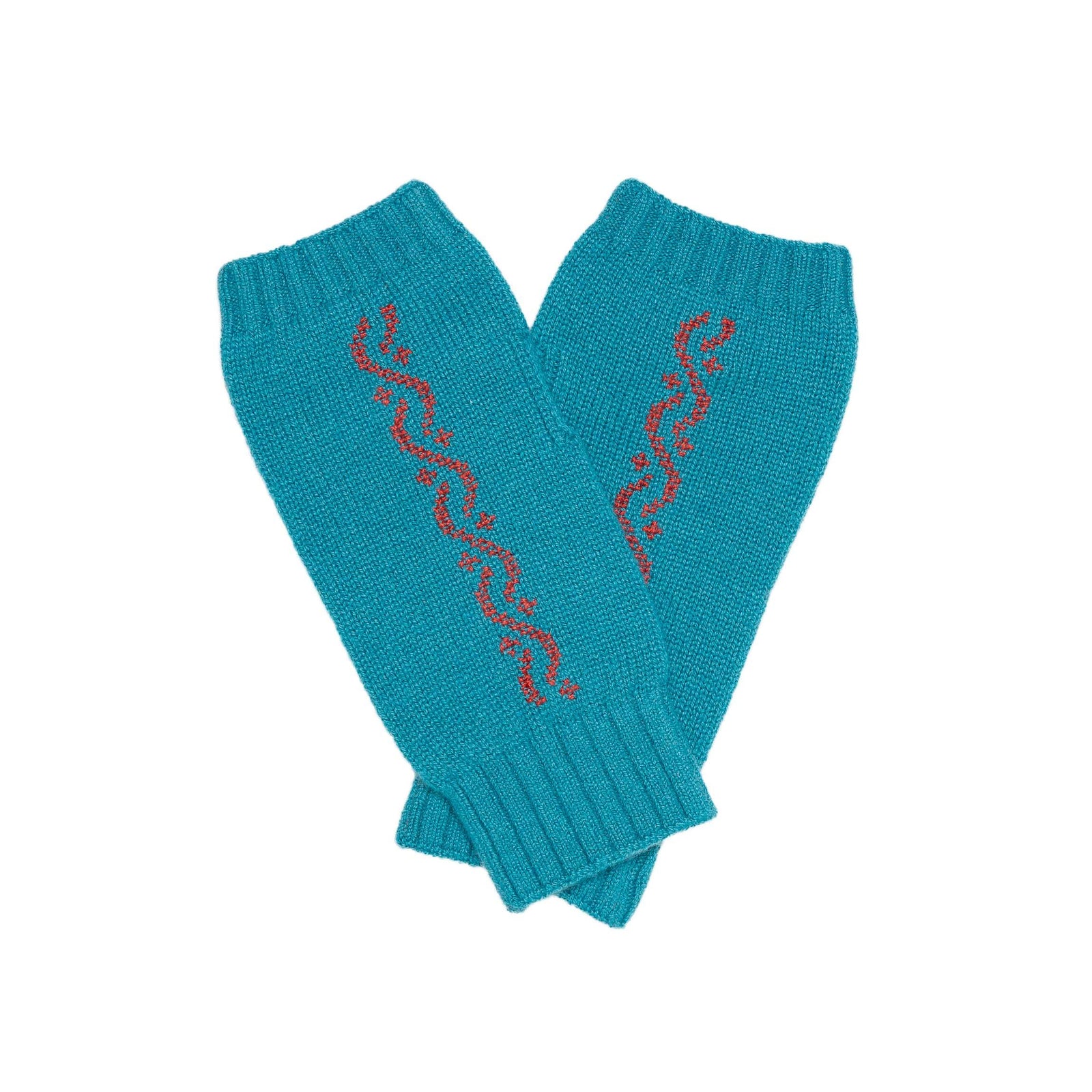 TEAL CASHMERE MITTENS | WAVES