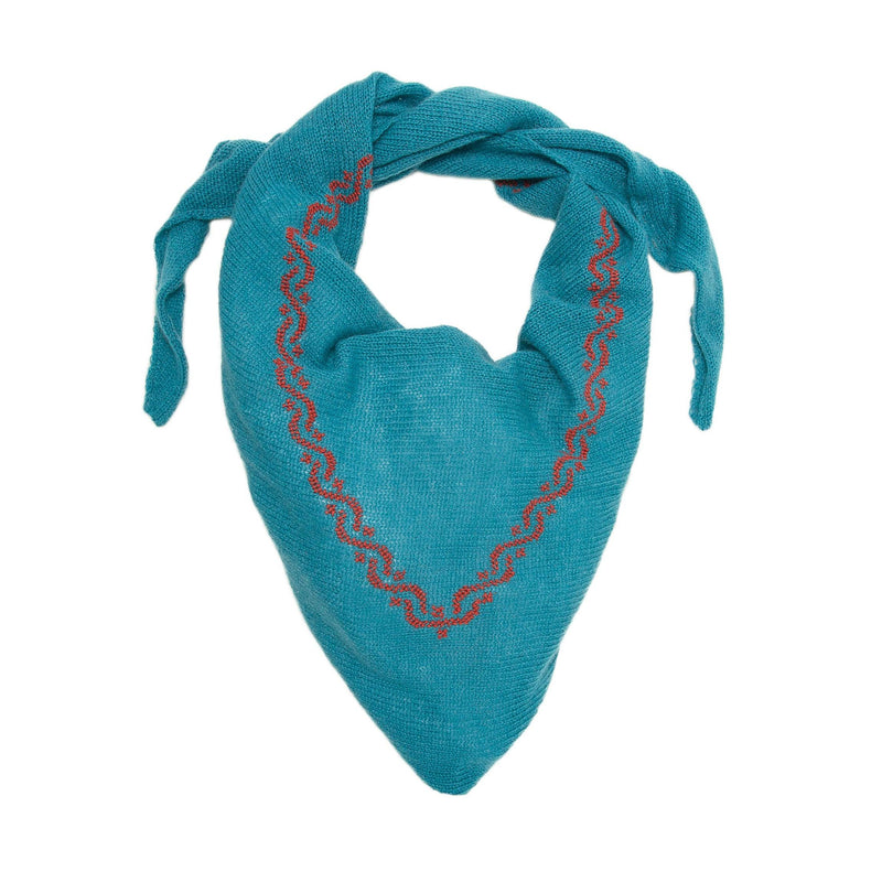 TEAL CASHMERE TRIANGLE SCARF | WAVES