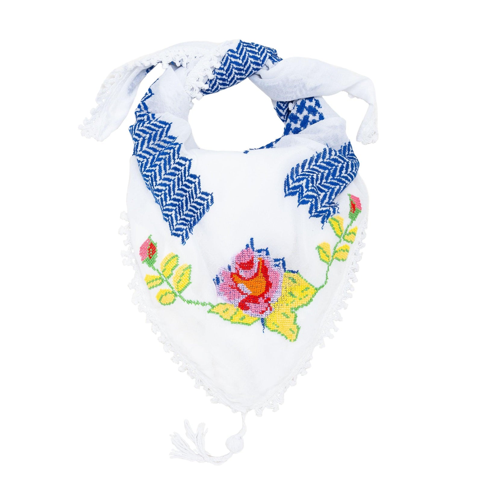 MINI BLUE & WHITE ROSE KEFFIYEH