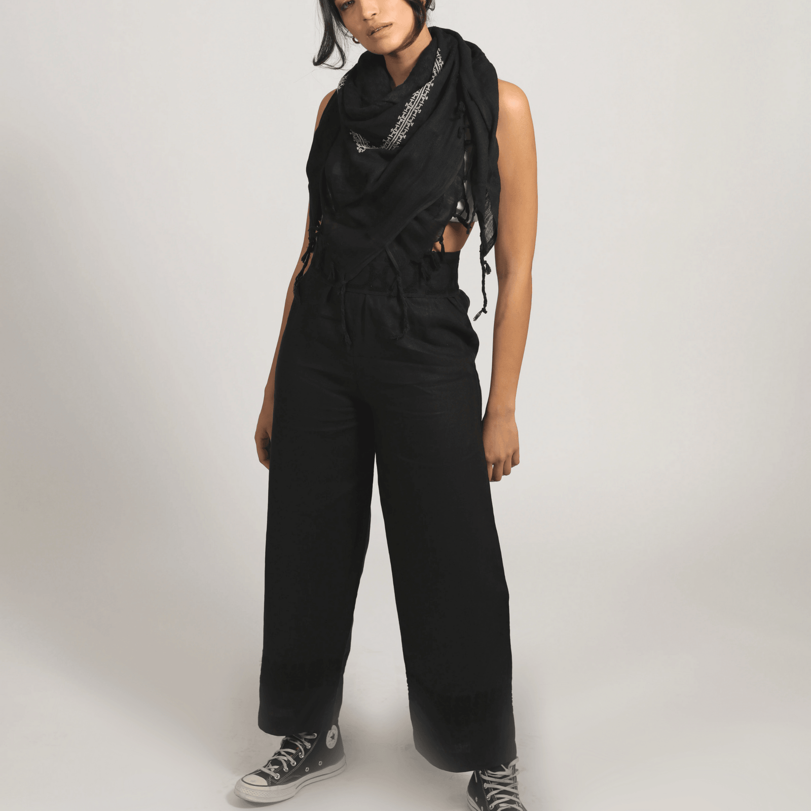 BLACK LINEN PALAZZO PANTS | SINEAD