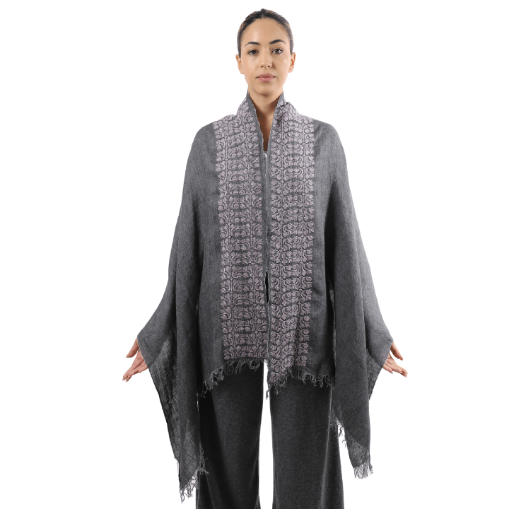 GRAY LINEN SHAWL ANTIQUE VIOLET SINEAD