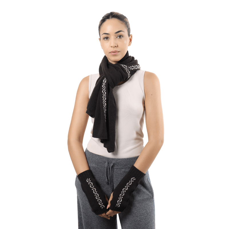 BROWN CASHMERE SCARF | WAVES