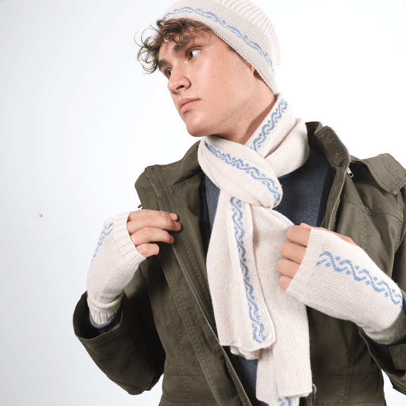 CREAM BEIGE CASHMERE MITTENS | WAVES