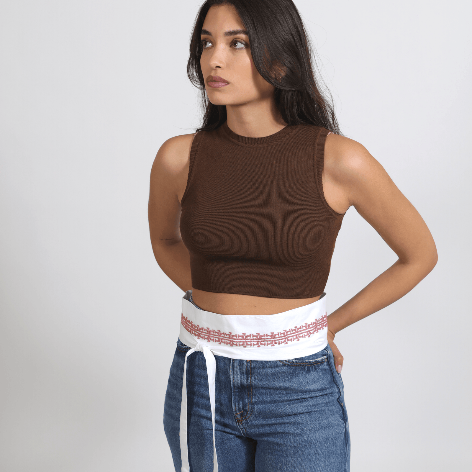 WHITE COTTON OBI BELT