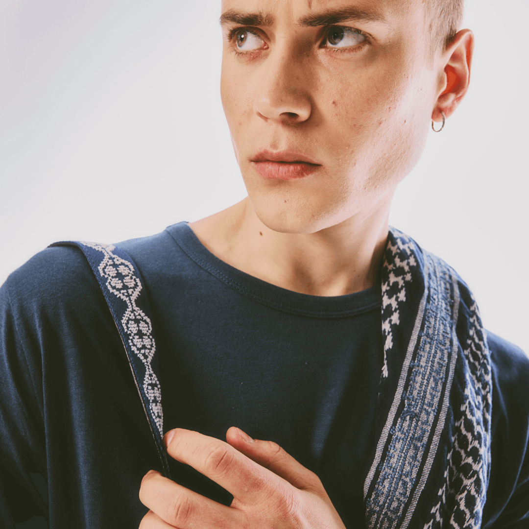 GRAY ON BLUE