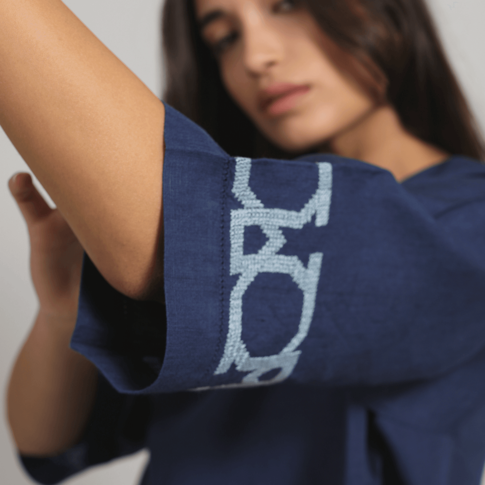 ESMERALDA INDIGO BLUE SHORT LINEN DRESS AL QUDS