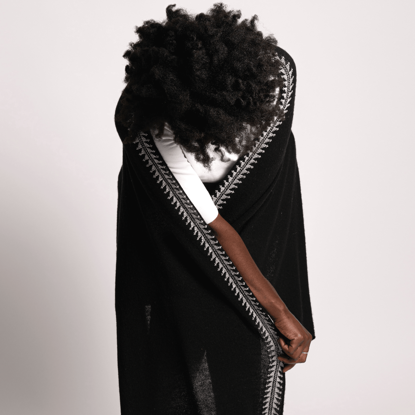 Black Cashmere Shawl White Mary Magdalene
