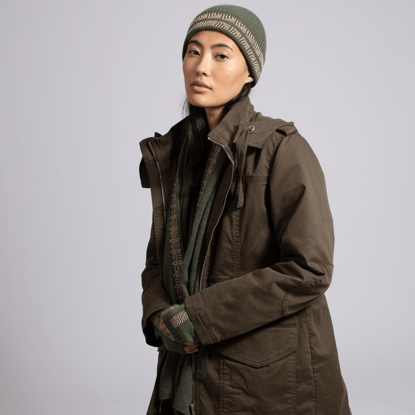 KHAKI CASHMERE BEANIE