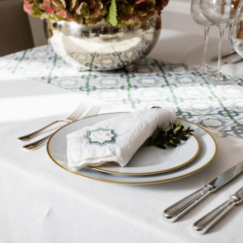 LINEN TABLECLOTH WHITE ALHAMBRA | 350 x 180 cm