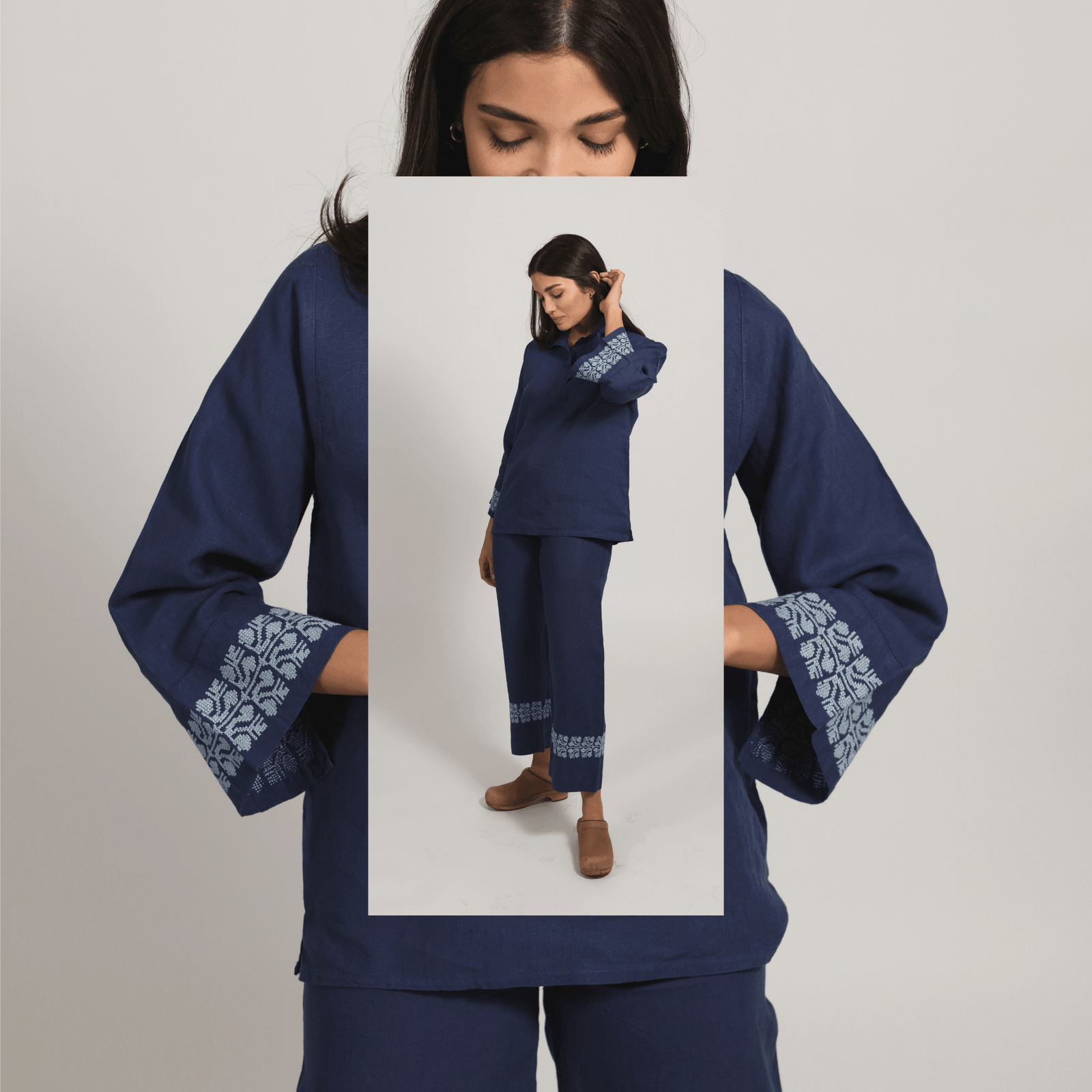 INDIGO BLUE LINEN PALAZZO PANTS | SINEAD