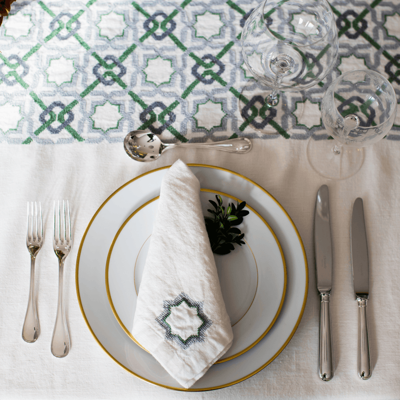 LINEN TABLECLOTH WHITE ALHAMBRA | 350 x 180 cm