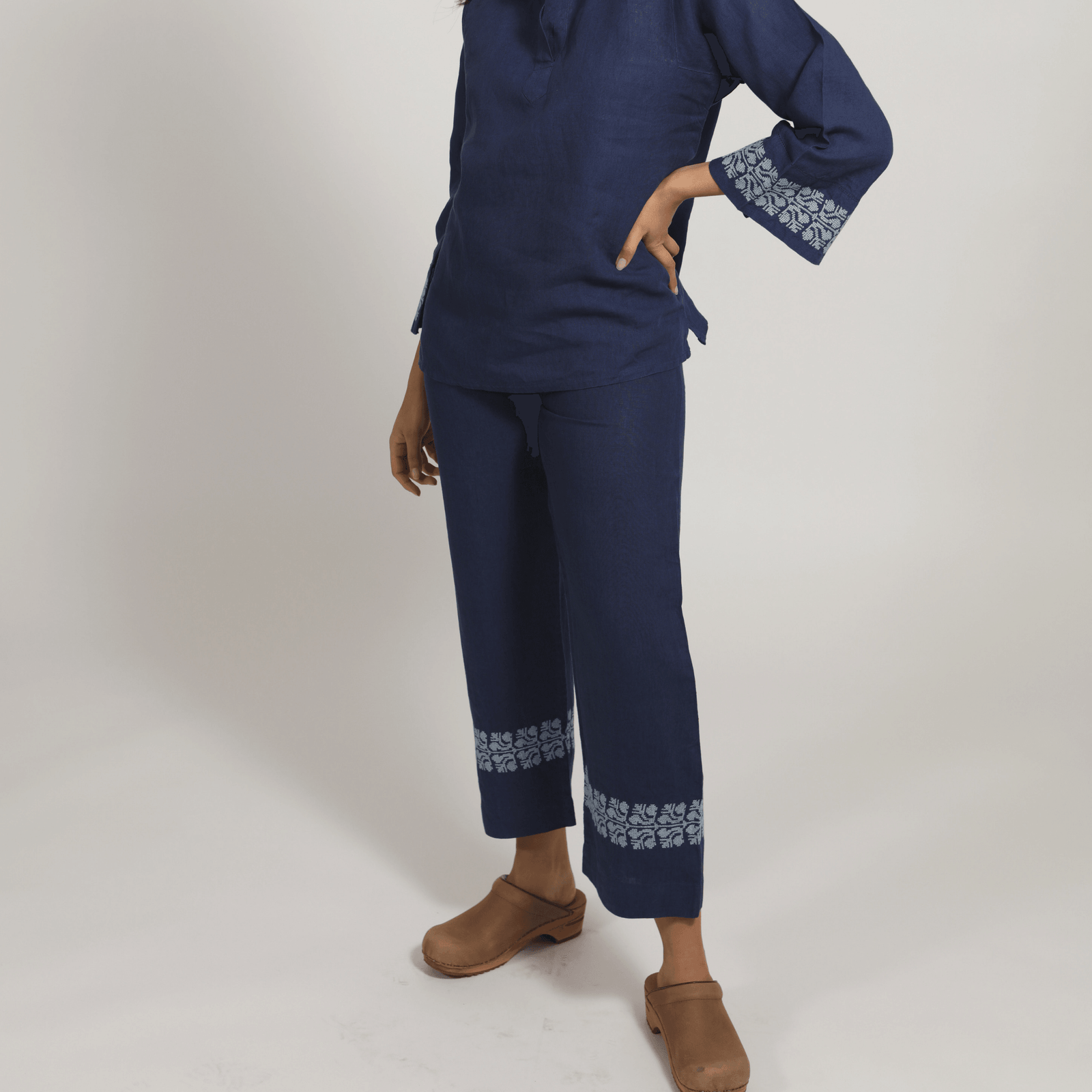 INDIGO BLUE LINEN PALAZZO PANTS | SINEAD
