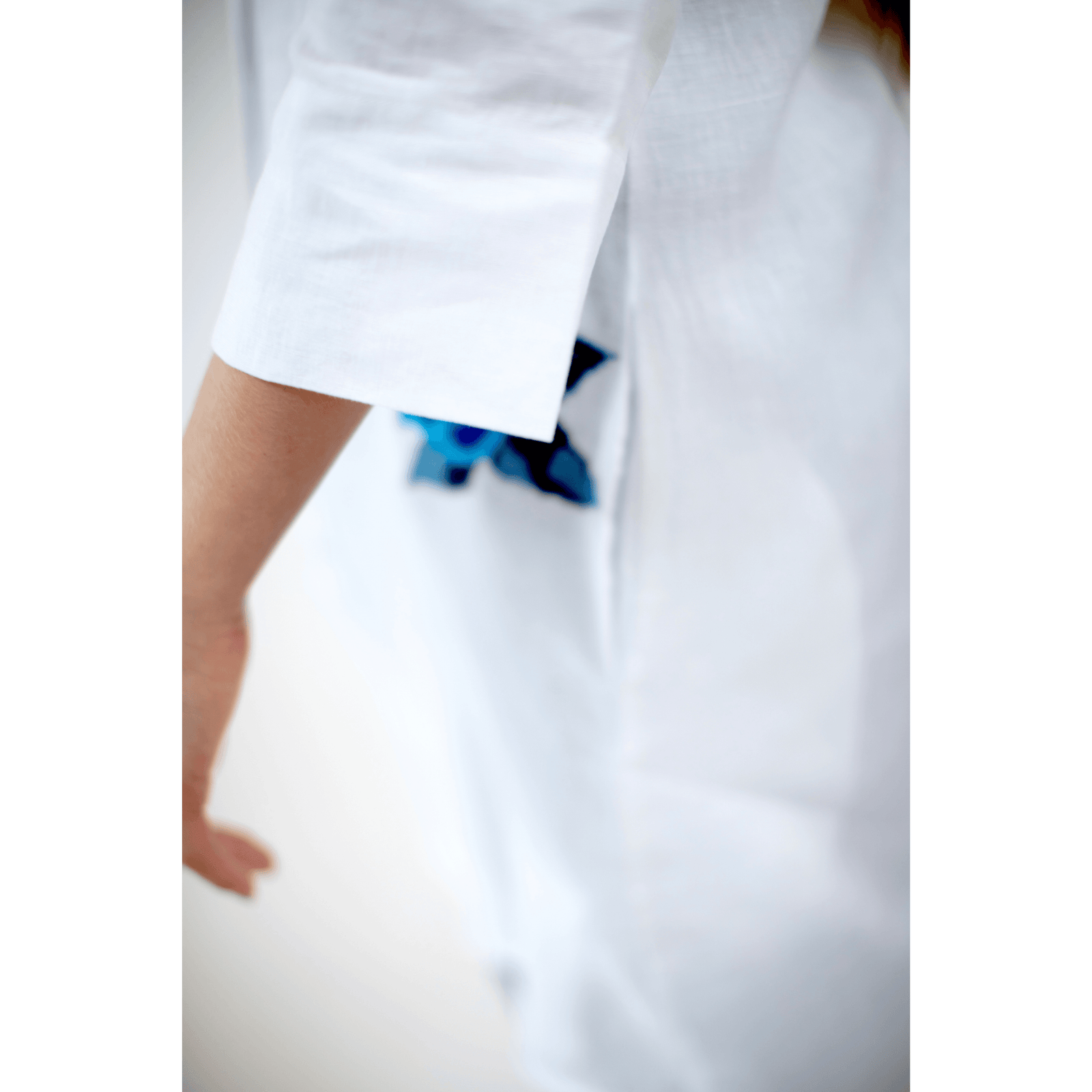 WHITE LINEN SHIRT DRESS SEA BLUE HANA ROSE