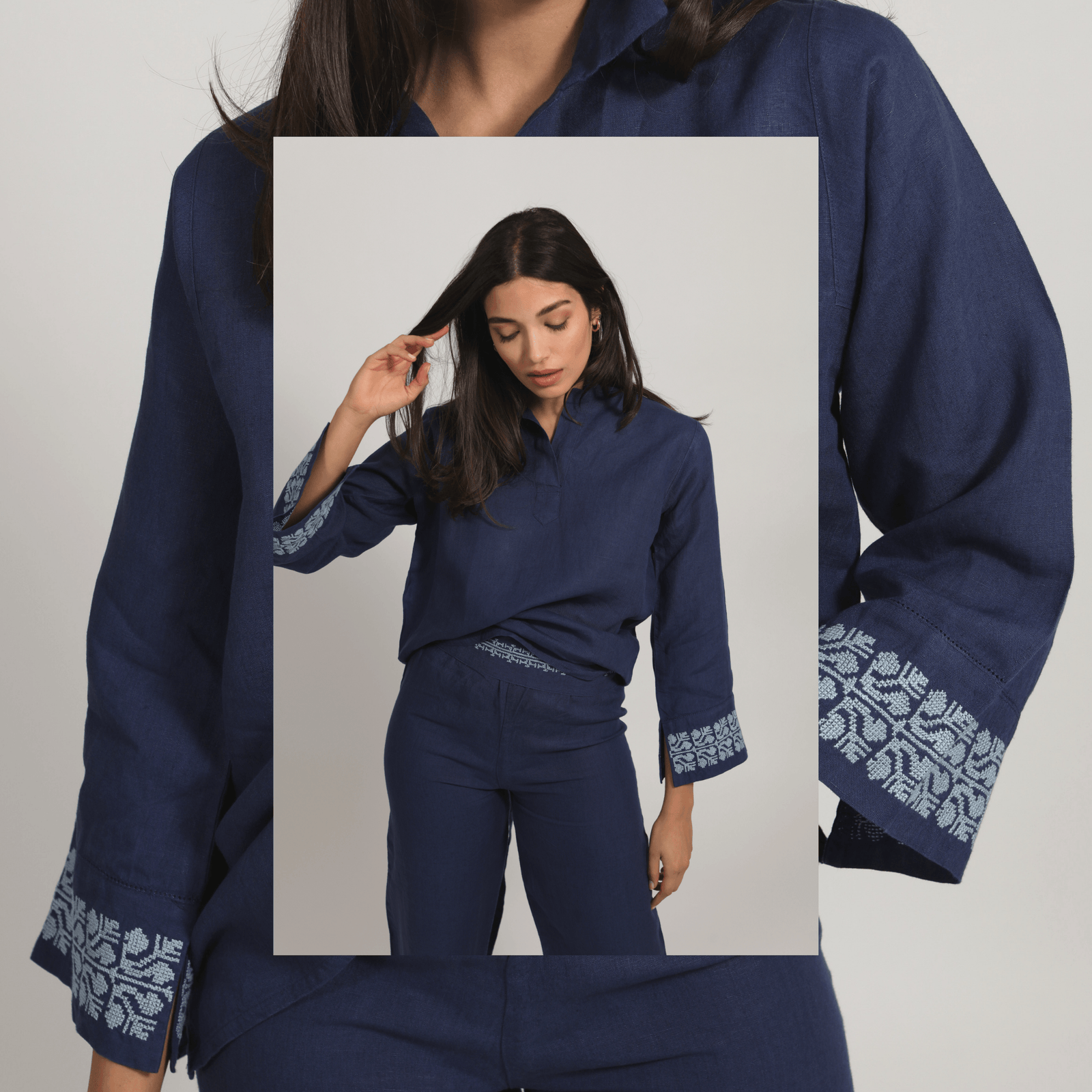 INDIGO BLUE LINEN PALAZZO PANTS | SINEAD