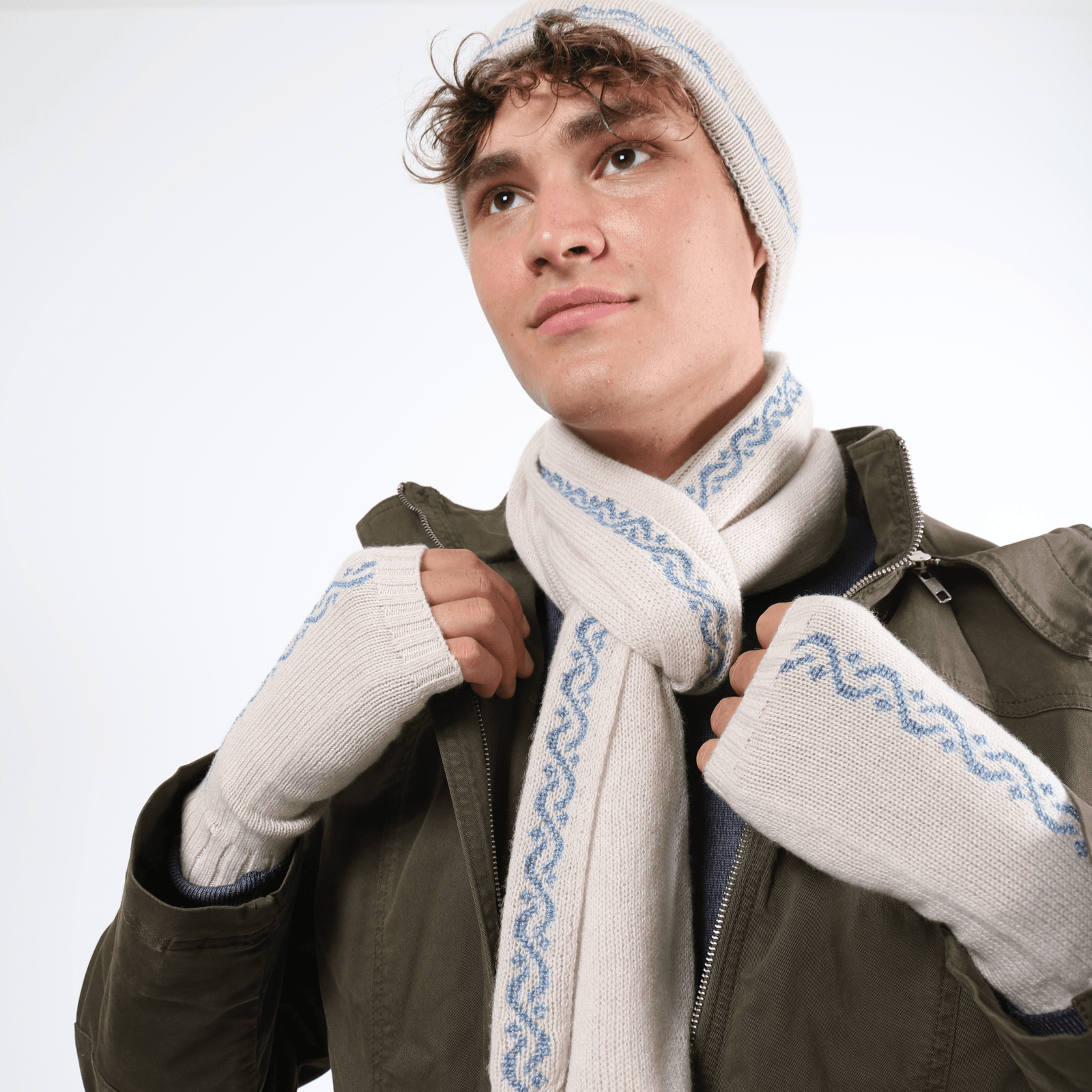 CREAM BEIGE CASHMERE BEANIE | WAVES