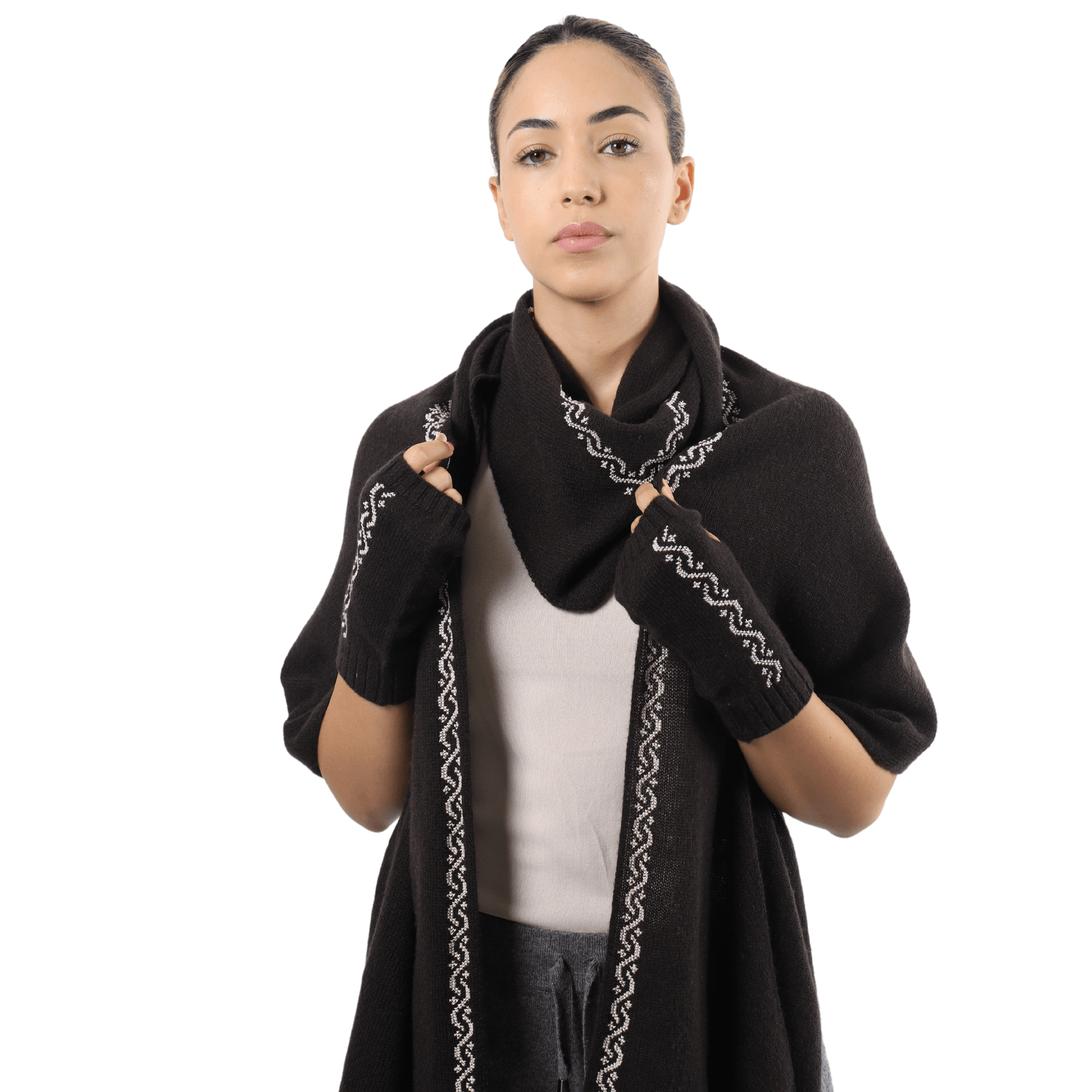 BROWN CASHMERE MITTENS | WAVES