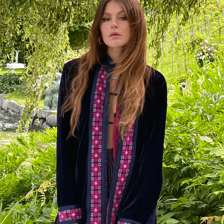 THE JOMO JACKET | HOT PINK ON BLUE