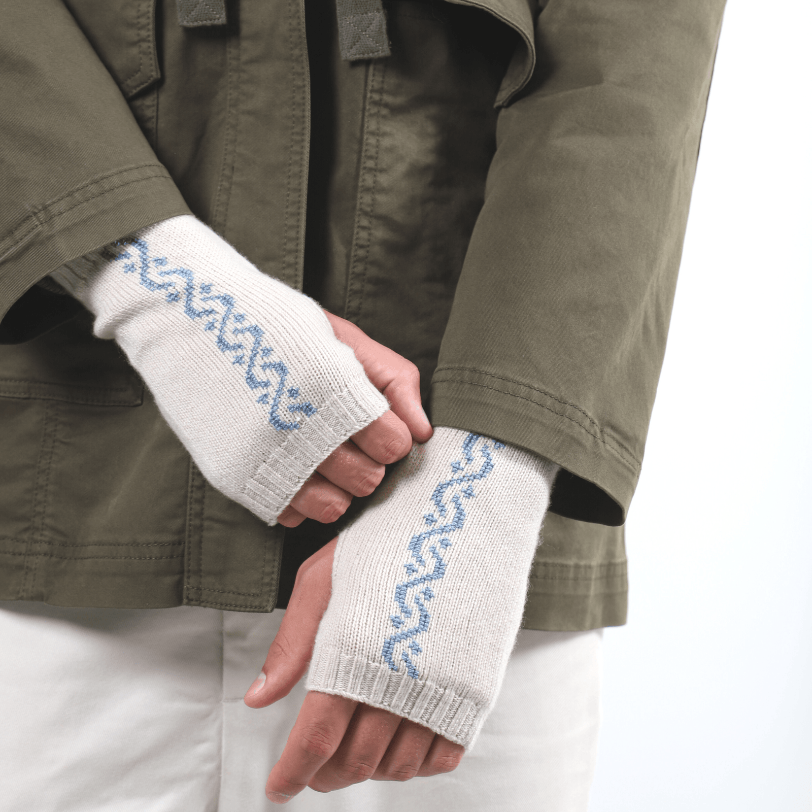 CREAM BEIGE CASHMERE MITTENS | WAVES