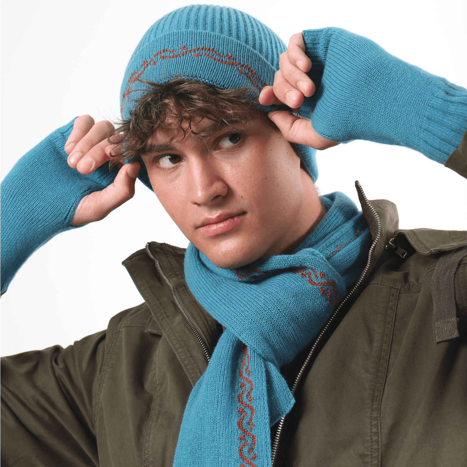 TEAL CASHMERE SCARF | WAVES