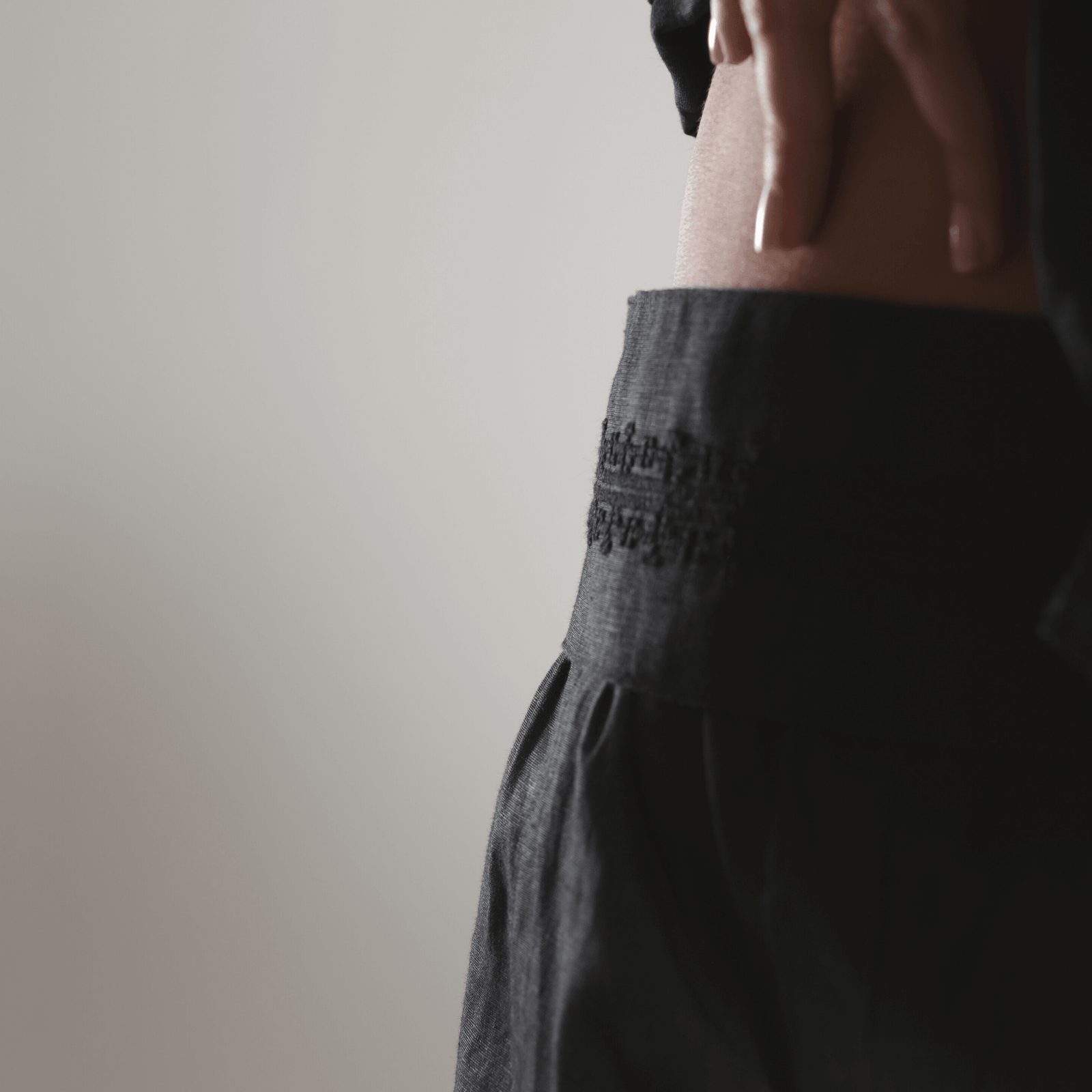 BLACK LINEN OBI BELT