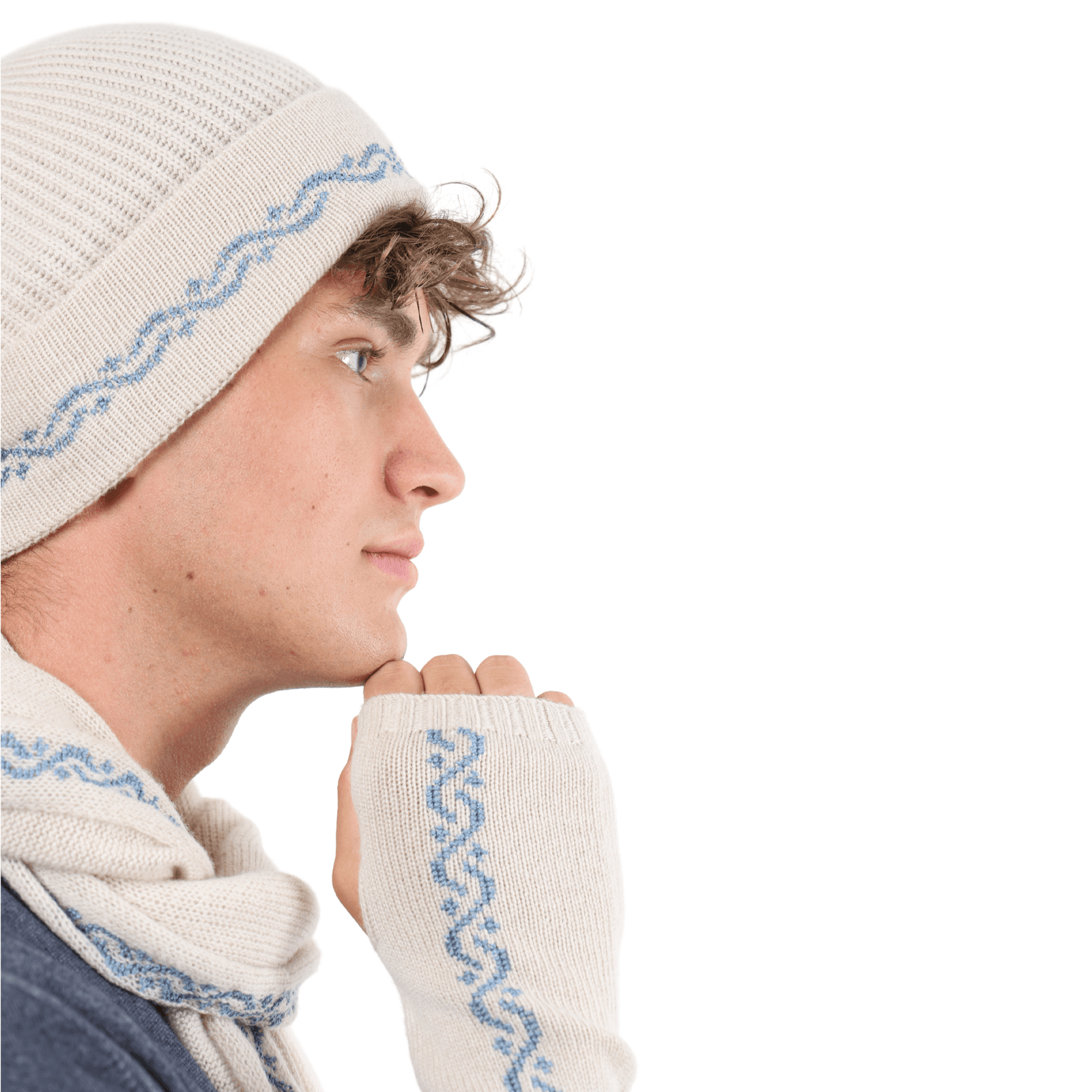 CREAM BEIGE CASHMERE BEANIE | WAVES